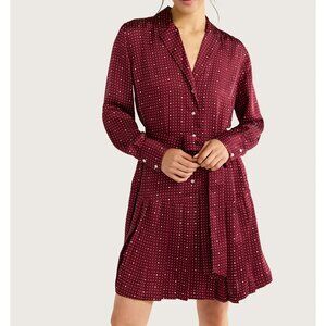 Free Assembly Women’s Pleated Mini Shirtdress, Long Sleeve, Size Small (S)